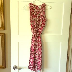 DVF  pink silk tie waisted dress